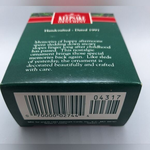 1991, OLD-FASHIONED SLED, HALLMARK KEEPSAKE ORNAMENT - Picture 2 of 9